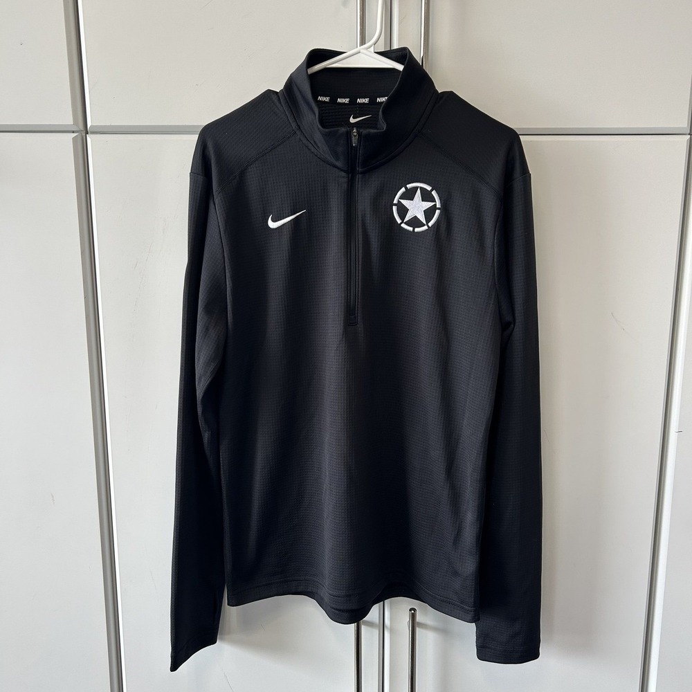 Nike Dri-FIT Mens Small Black Quarter Zip Pullover Star Graphic Training Top